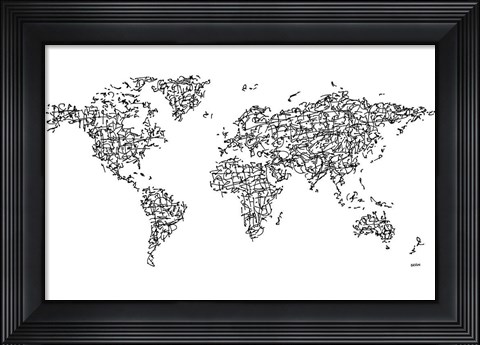 Framed Hanzi Kangi World Map Print