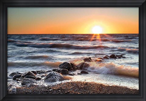 Framed Sunset at Blue Point Print