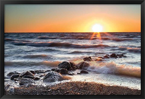 Framed Sunset at Blue Point Print