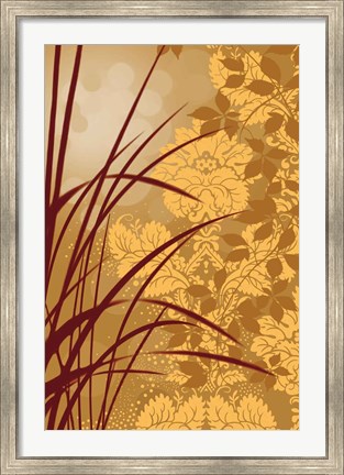 Framed Golden Flourish I Print