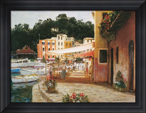 Framed Morning Stroll - Portofino Print