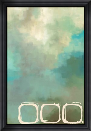Framed Retro in Aqua and Khaki II Print