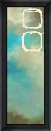 Framed Retro in Aqua and Khaki III Print