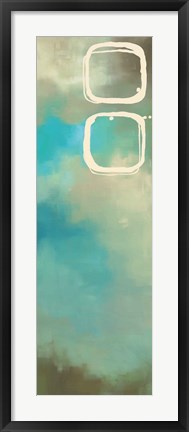 Framed Retro in Aqua and Khaki III Print