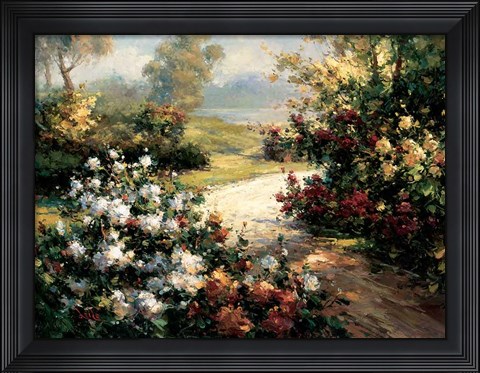 Framed Pathway of Flowers Print