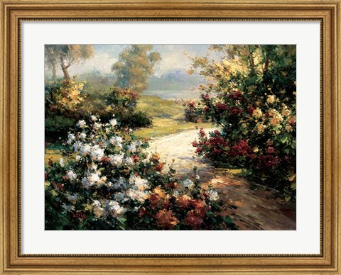 Framed Pathway of Flowers Print
