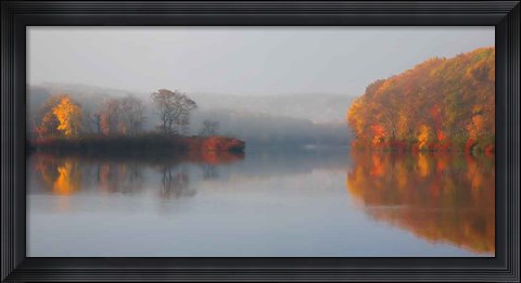 Framed Early Fall Morning at the Lake Print