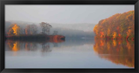 Framed Early Fall Morning at the Lake Print