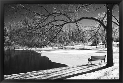 Framed Heritage Pond In Winter Print