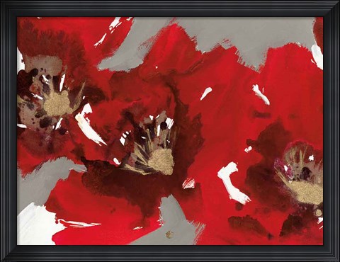 Framed Red Poppy Forest I Print