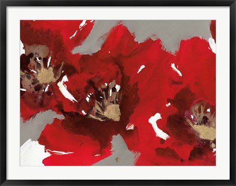 Framed Red Poppy Forest I Print