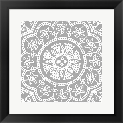 Framed Woodblock Pattern I Print