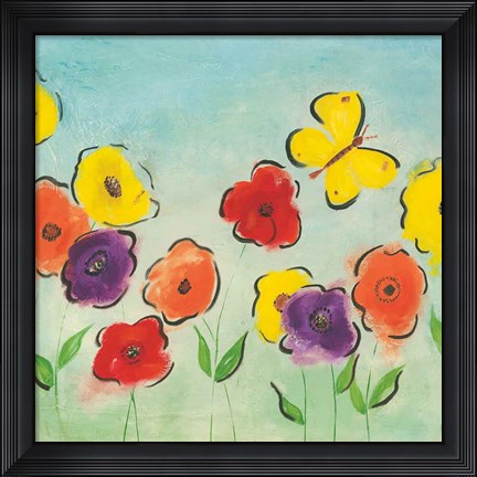 Framed Flowering Garden I Print