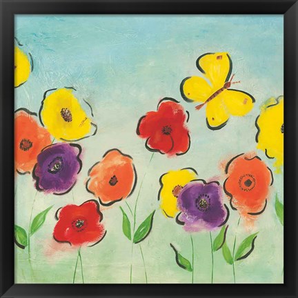 Framed Flowering Garden I Print