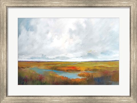Framed Sunset Over The Marsh Print