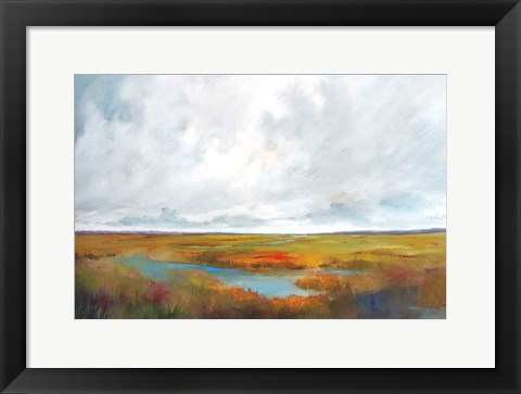 Framed Sunset Over The Marsh Print