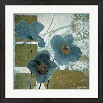 Framed Cerulean Poppies I Print