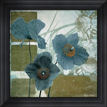 Framed Cerulean Poppies I Print