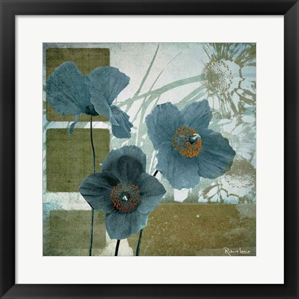 Framed Cerulean Poppies I Print