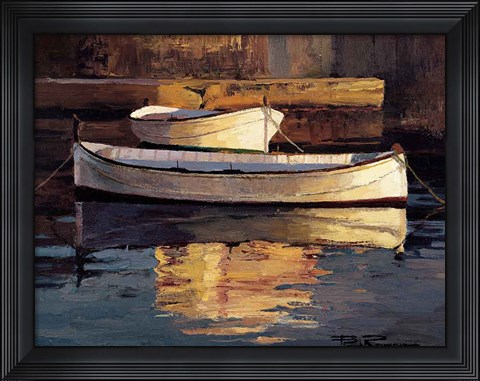Framed Barcas al Atardecer Print