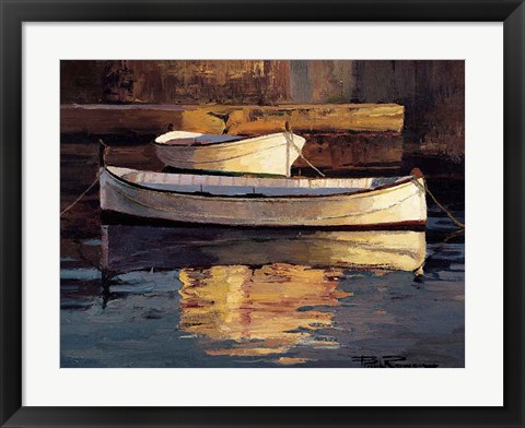 Framed Barcas al Atardecer Print