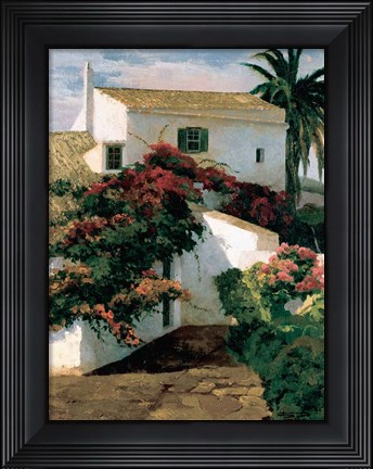 Framed Courtyard Blossoms Print