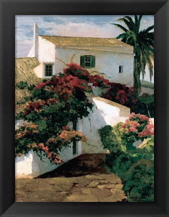 Framed Courtyard Blossoms Print