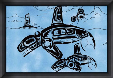 Framed Family of Orcas Print