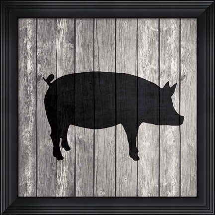 Framed Barn Pig Print