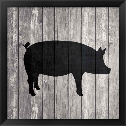 Framed Barn Pig Print