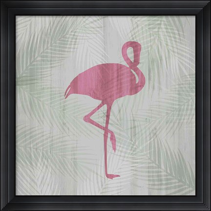 Framed Pink Flamingo I Print
