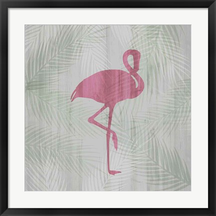 Framed Pink Flamingo I Print