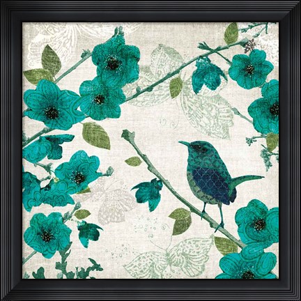 Framed Birds and Butterflies I Print