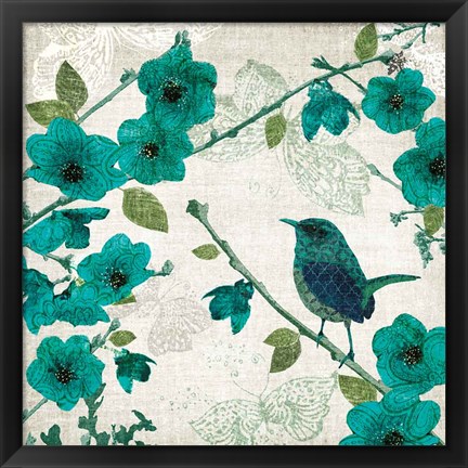 Framed Birds and Butterflies I Print