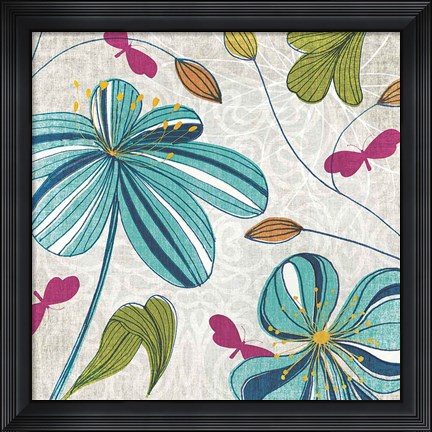 Framed Flowers &amp; Butterflies Print