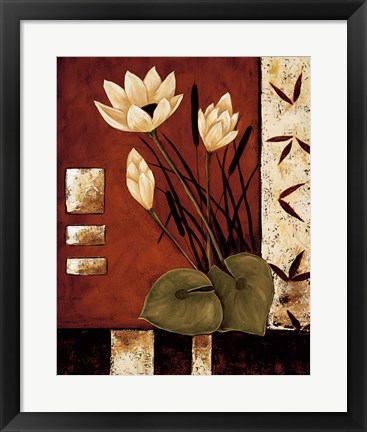 Framed Lotus Silhouette I Print