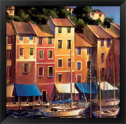 Framed Portofino Waterfront Print