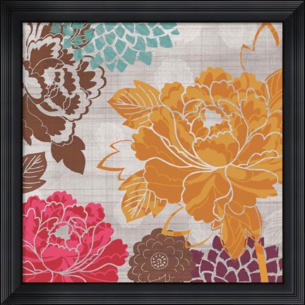 Framed Peony Patterns II Print