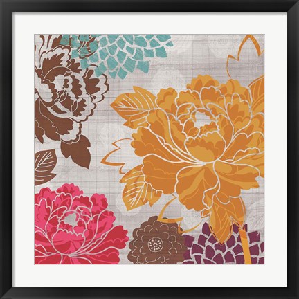 Framed Peony Patterns II Print