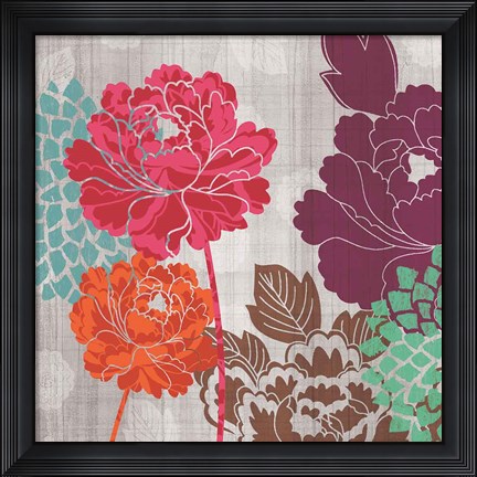 Framed Peony Patterns I Print