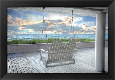 Framed Swing At The Beach Print