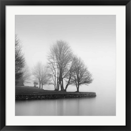 Framed Fog and Trees at Dusk Print