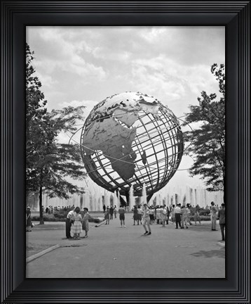 Framed 1964 New York World&#39;s Fair Unisphere Flushing Meadows NY Print