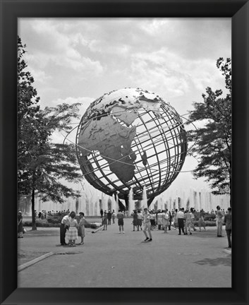 Framed 1964 New York World&#39;s Fair Unisphere Flushing Meadows NY Print