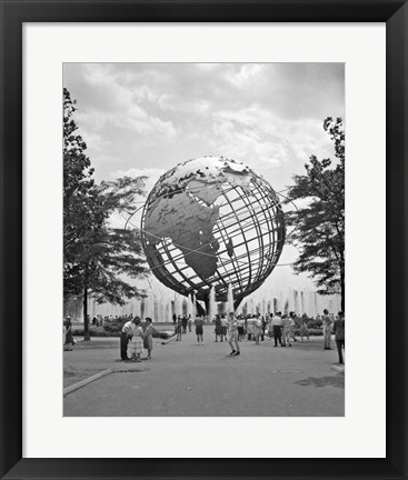 Framed 1964 New York World&#39;s Fair Unisphere Flushing Meadows NY Print