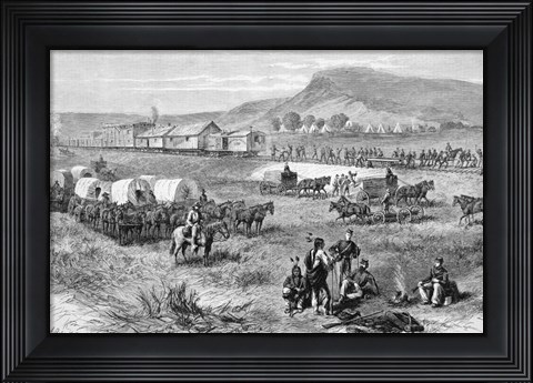 Framed Railroad Building On Great Plains Of America Print