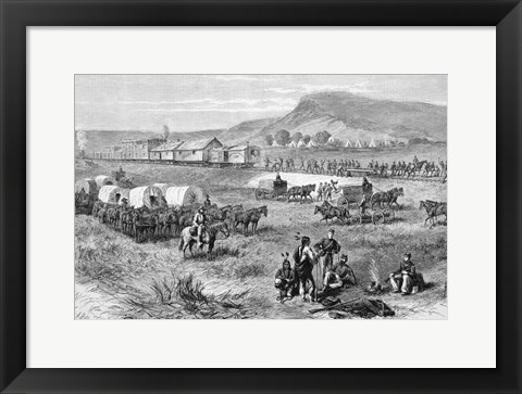 Framed Railroad Building On Great Plains Of America Print