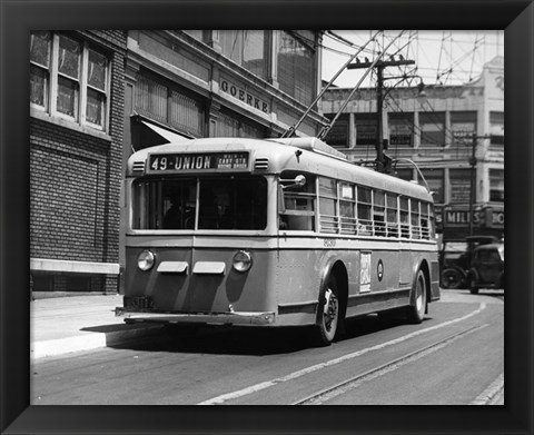 Framed Vehicle Operates As Trackless Trolley Electric Bus Or Gasoline Bus Public Transportation Elizabeth NJ Print