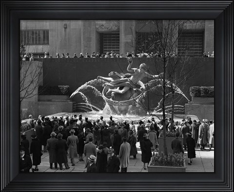 Framed Group Of People At Rockefeller Center New York City Print