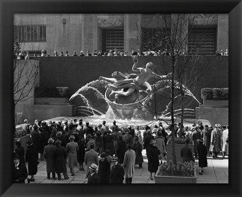 Framed Group Of People At Rockefeller Center New York City Print